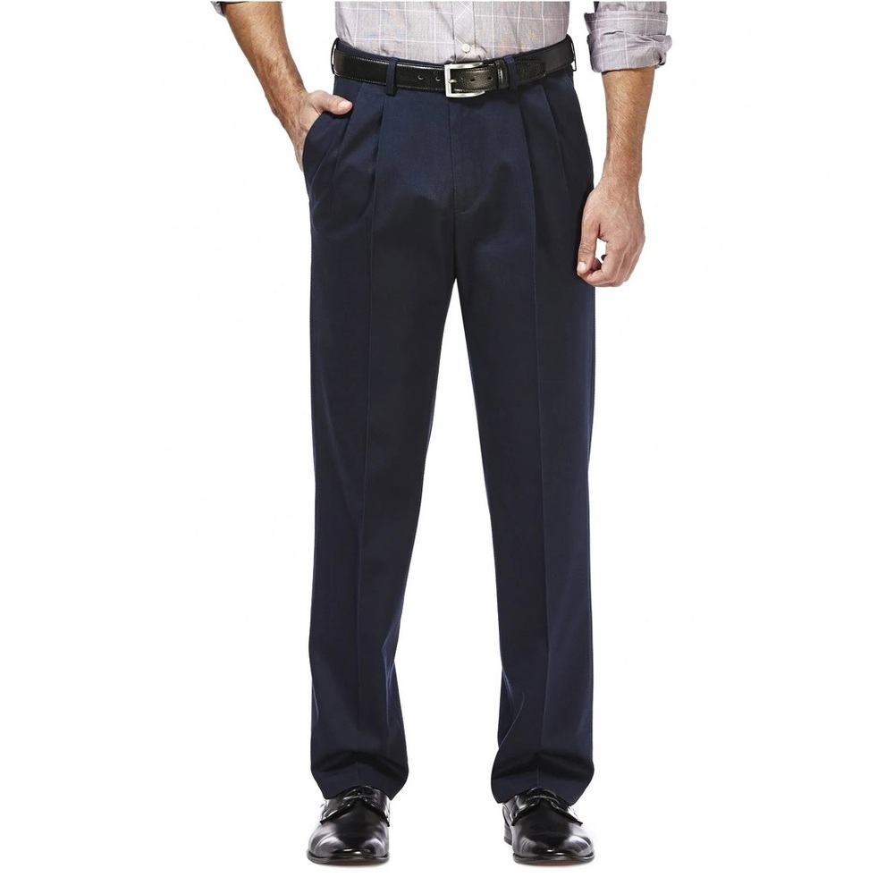 Haggar Men's Premium No Iron Khaki Pleat Front Pant Classic Fit Size 38x34